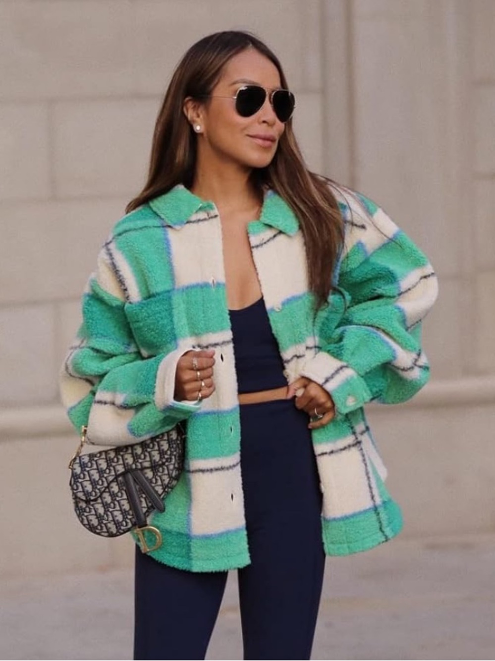 Bandier x Sincerely Jules Aspen Sherpa Jacket in Green